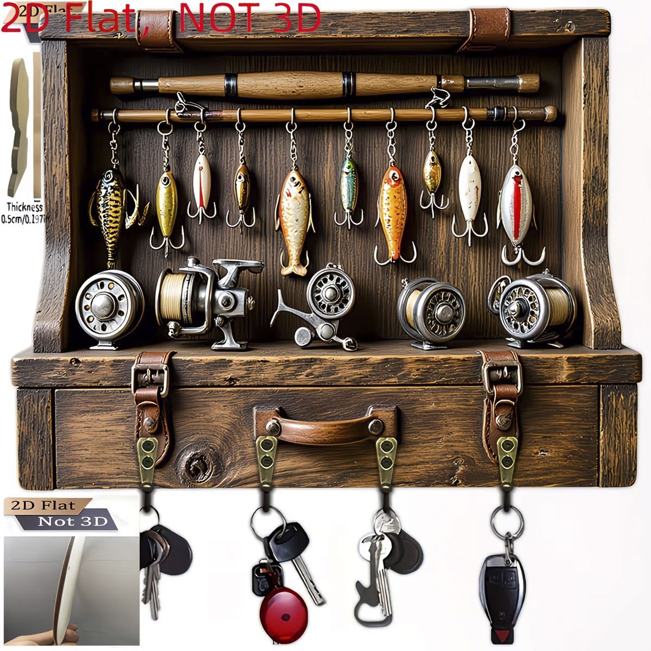 Fishing Quest - Gantungan Kunci Umpan Pancing Vintage, Desain