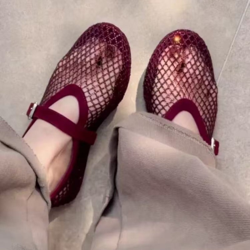 Fishing Net - Sandal Baotou Berhias Rhinestone Wanita 2026